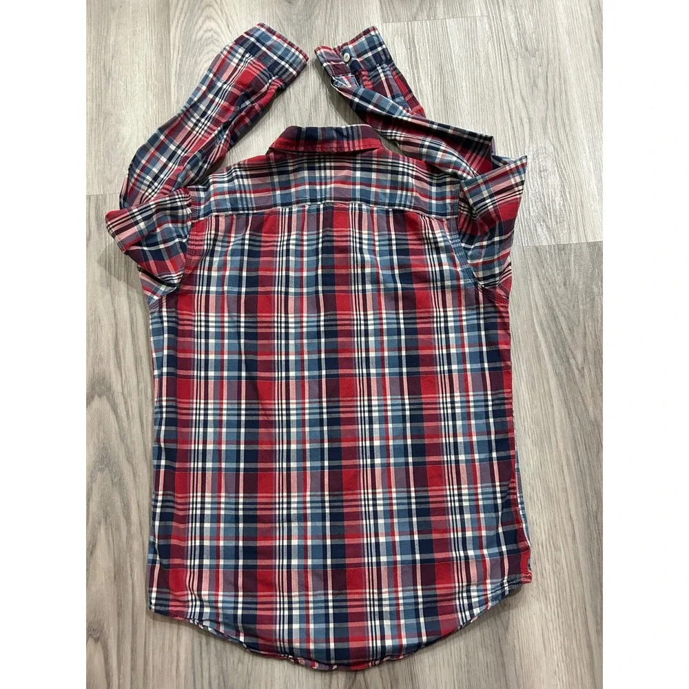 Polo Ralph Lauren Mens Plaid Button Down Shirt Red Blue White Long Sleeve Size M